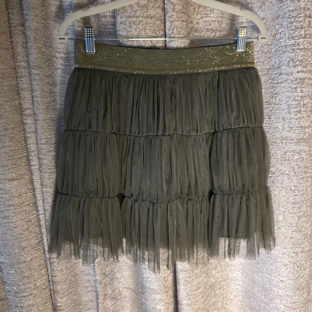 Twelve by Twelve Khaki Tiered Mini Skirt